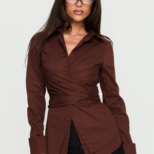 Shapeshifter Twist Long Sleeve Shirt Chocolate