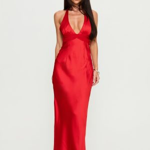 Odyssa Halter Maxi Dress Red