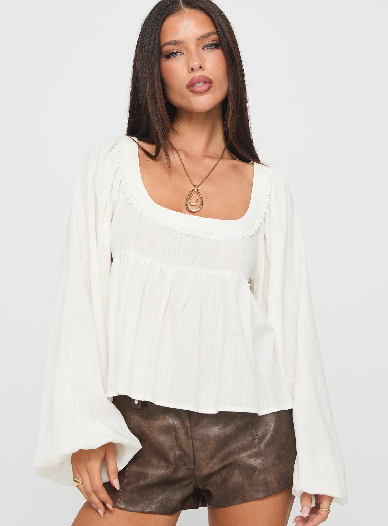Benjie Long Sleeve Top White - Image 2