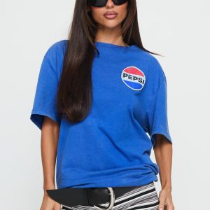 Pepsi Cola Oversized Graphic Top Blue