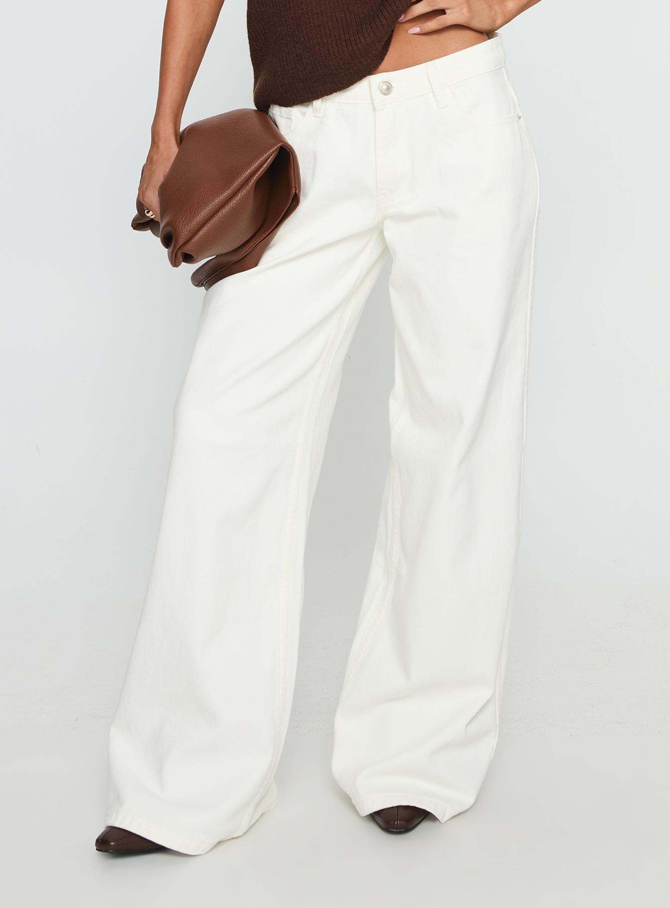 Ramos Low Rise Wide Leg Jeans White - Image 2