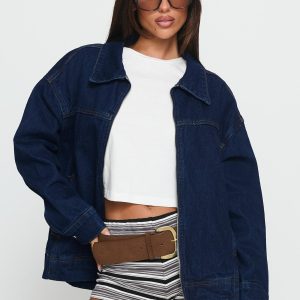 Goldsmith Denim Bomber Jacket Dark Wash