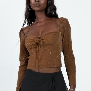 Stassy Long Sleeve Top Brown