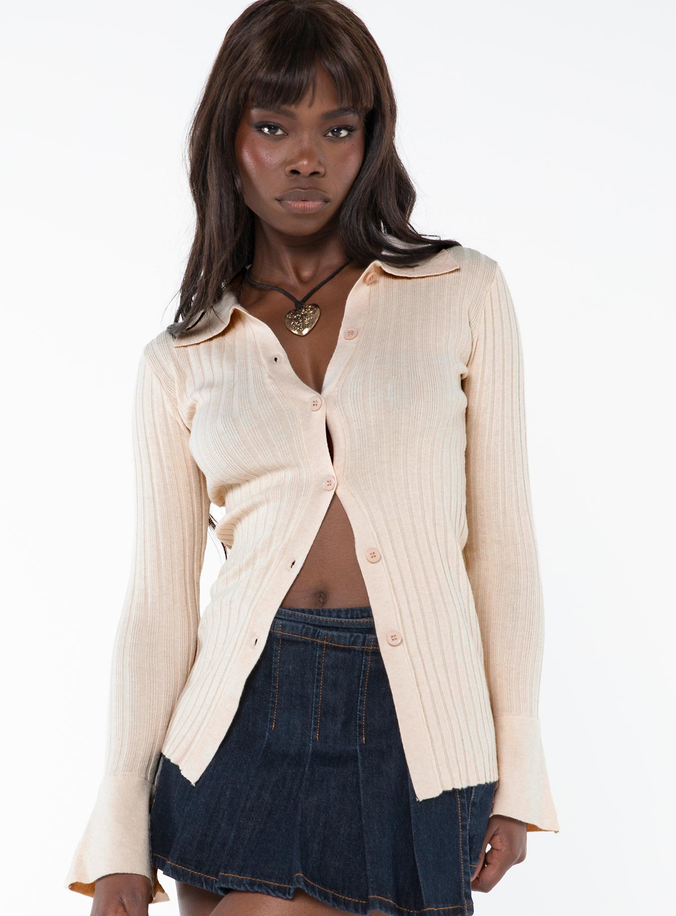 Anneke Collared Cardigan Beige - Image 2