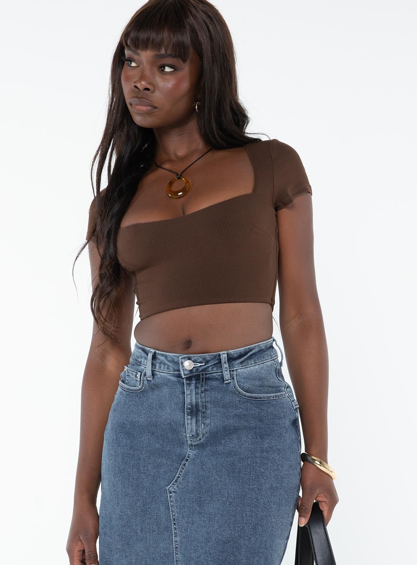 Nolan Short Sleeve Top Brown - Image 2
