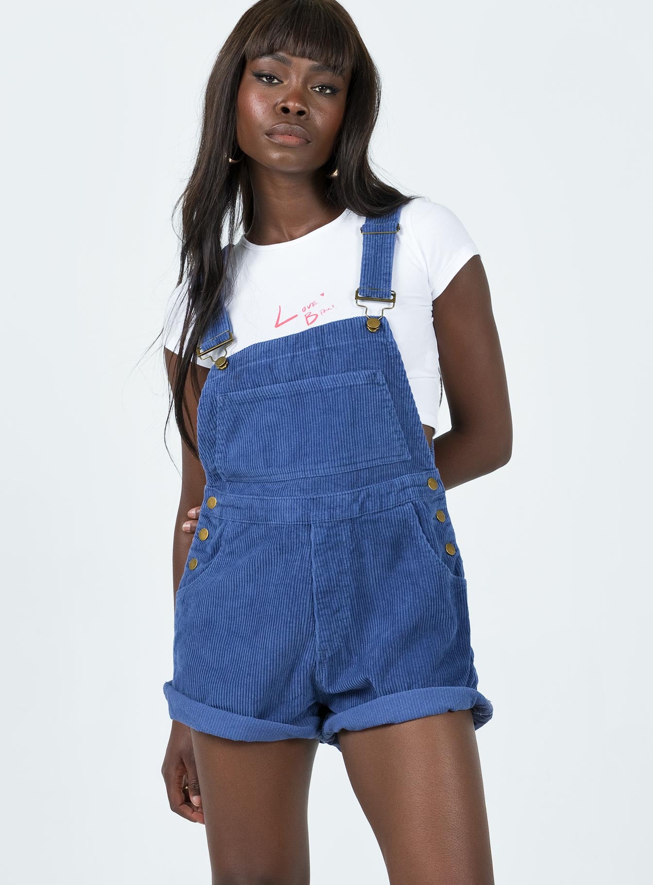 Kacey Short Overalls Navy Cord - Image 2
