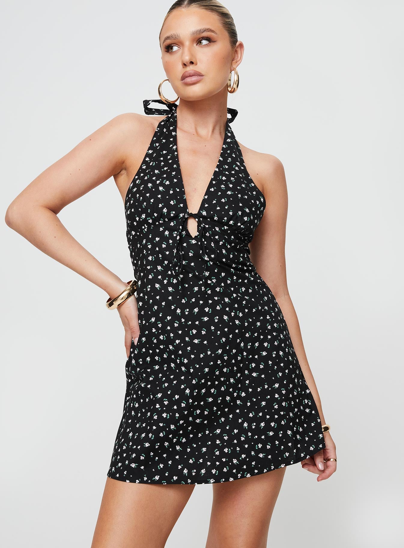 Lanier Mini Dress Black Floral - Image 2