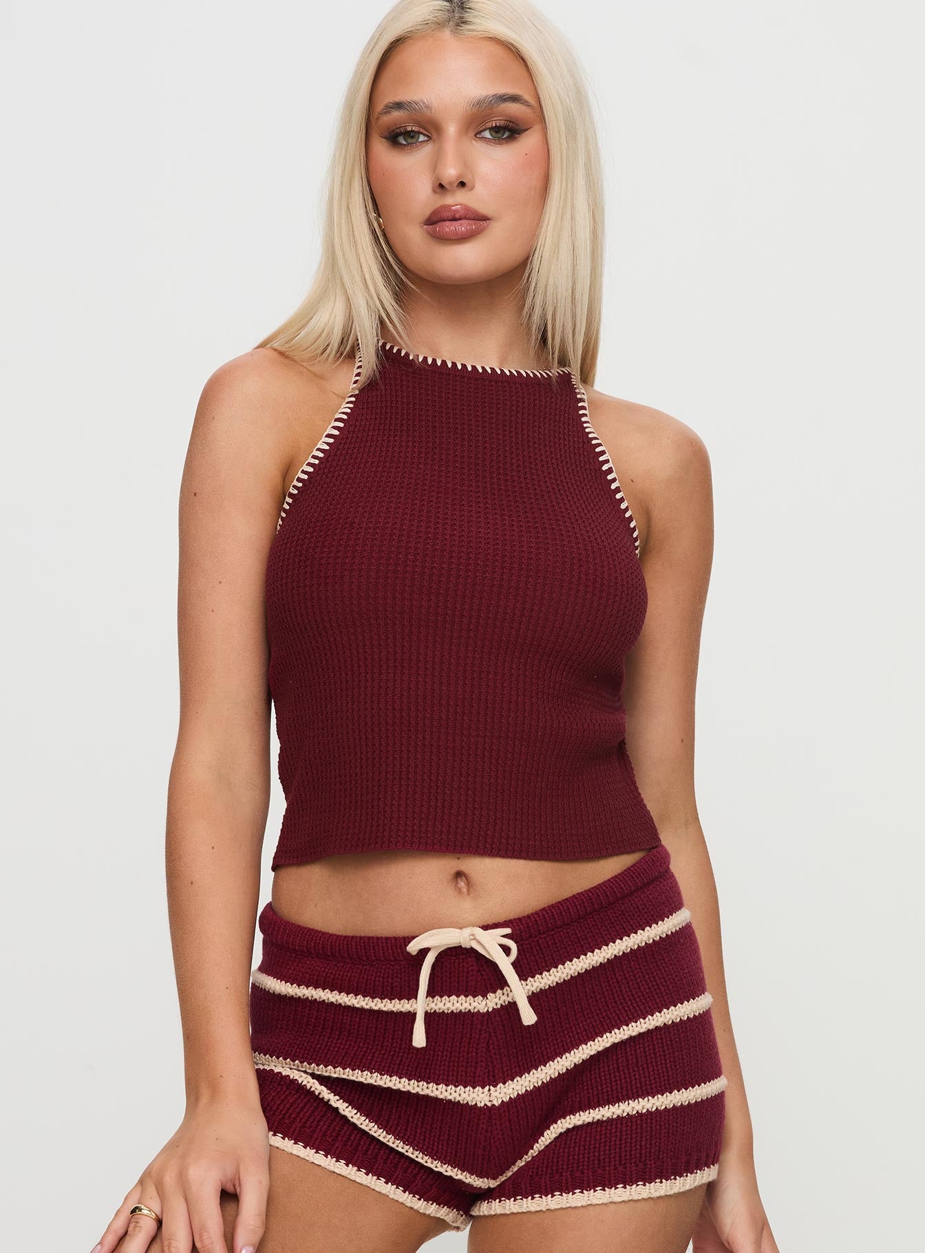 Arianell Knit Top Maroon - Image 2