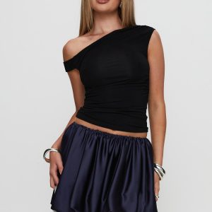 Rubee Bubble Hem Mini Skirt Navy