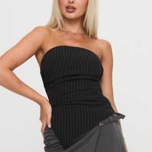 Per Usual Strapless Top Black