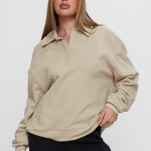 Back Around Collared Fleece Jumper Oat