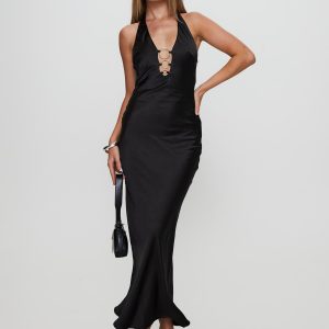 Vasilisa Halter Neck Maxi Dress Black