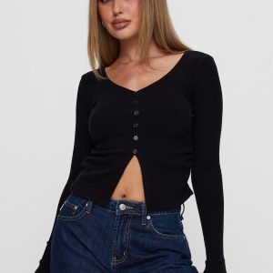 Take My Time Long Sleeve Top Black