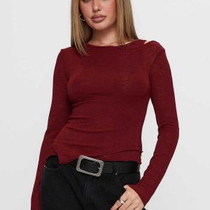 Lefort Long Sleeve Top Burgundy