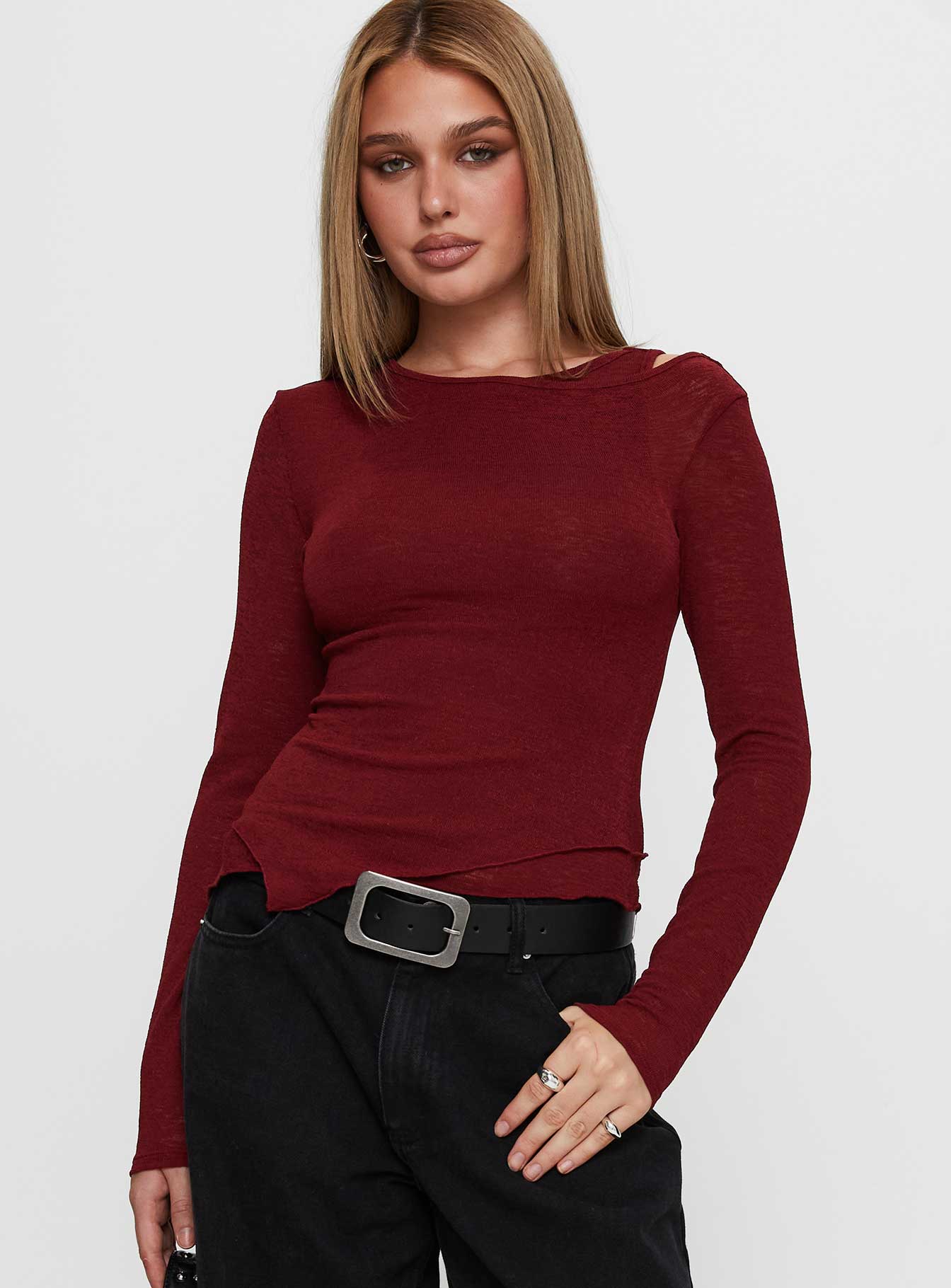 Lefort Long Sleeve Top Burgundy