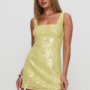 Dasha Mini Dress Yellow Sequin
