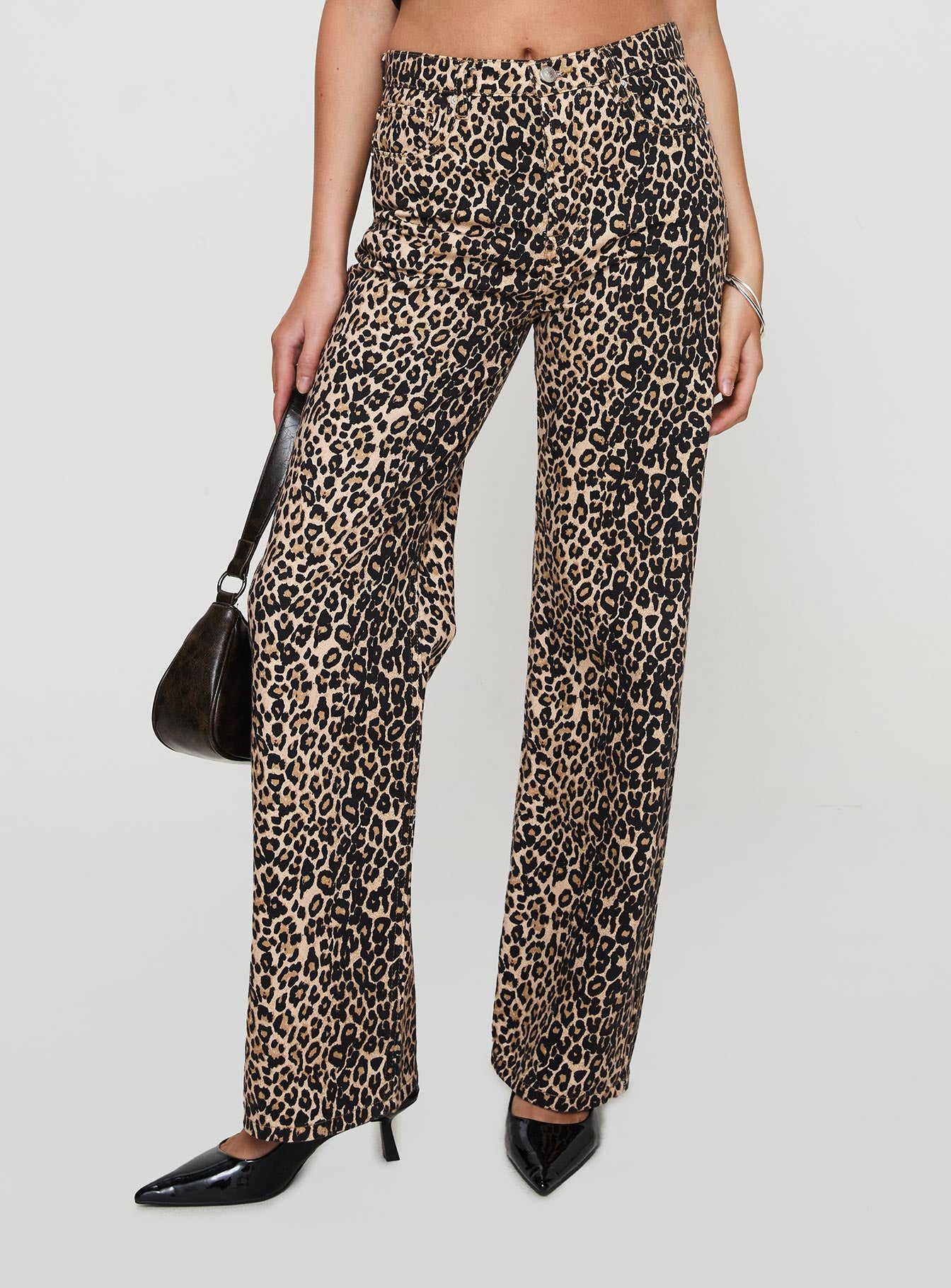 Pezzi Mid Rise Straight Leg Jeans Leopard - Image 2
