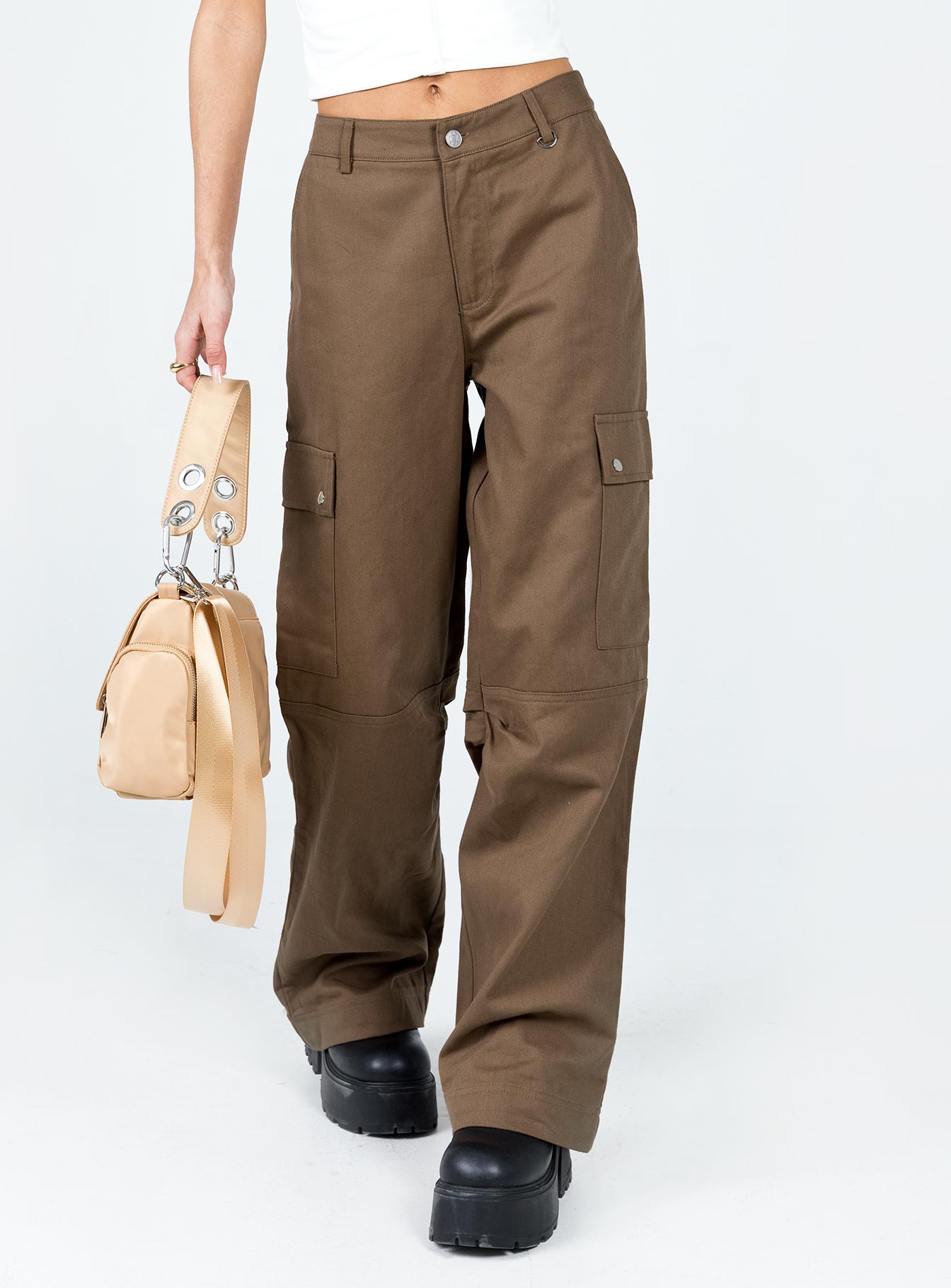 Fallout Mid Rise Cargo Pants Brown - Image 2