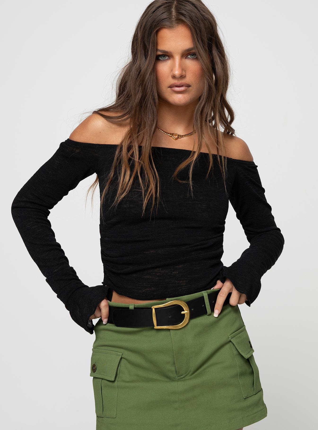 Taroona Off The Shoulder Top Black - Image 2