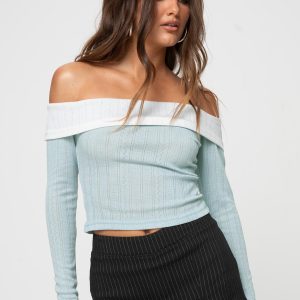 Lylan Off The Shoulder Top Blue