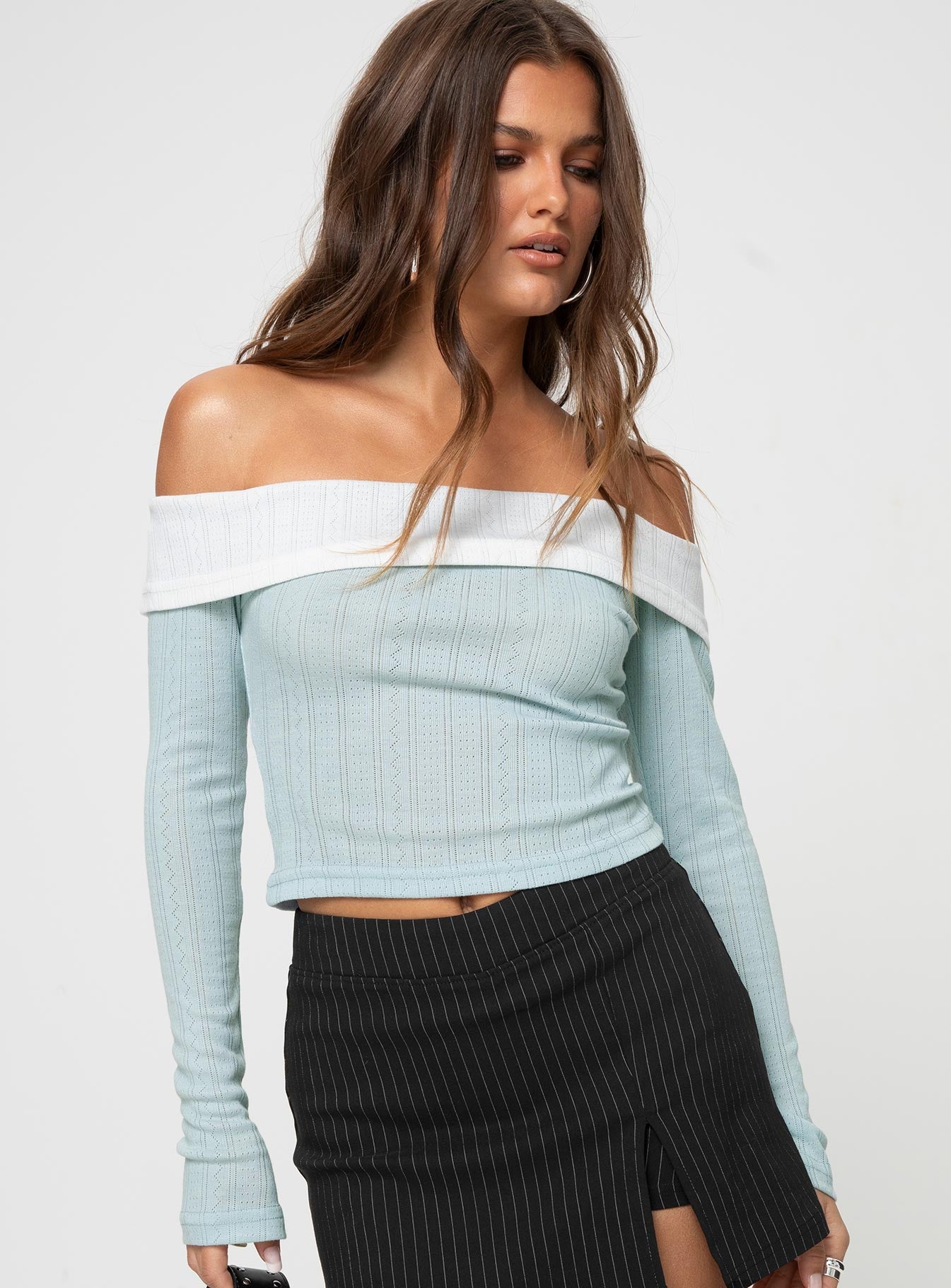 Lylan Off The Shoulder Top Blue