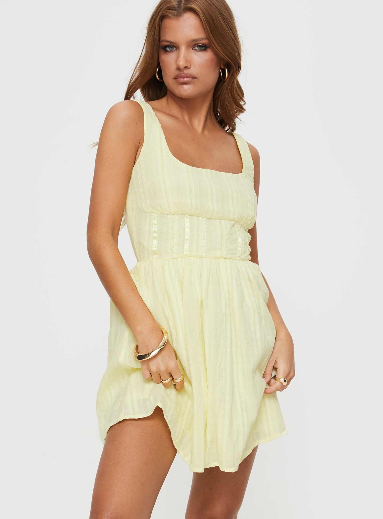 Lorinda Mini Dress Yellow - Image 2