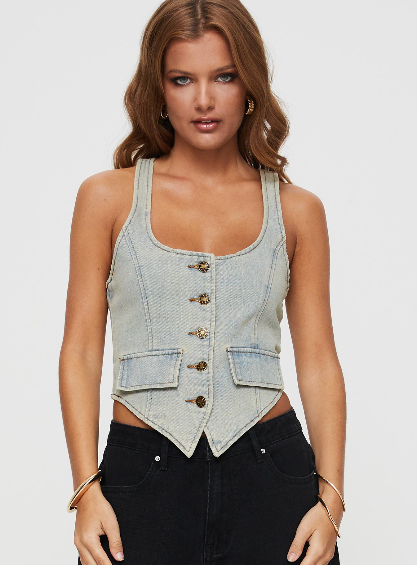 Nyc Denim Halter Top Light Wash - Image 2
