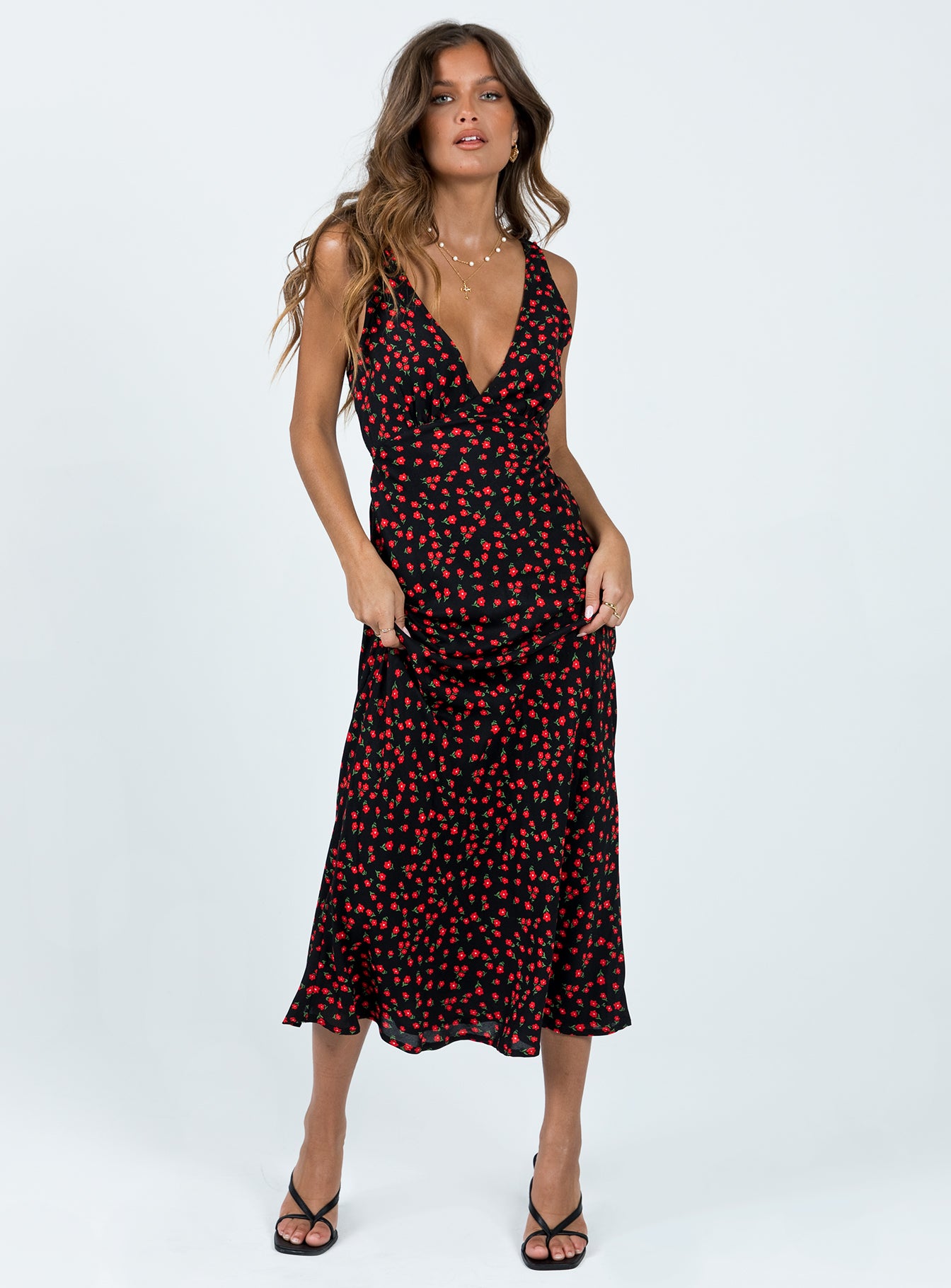 Nellie Maxi Dress Black/Red Floral - Image 3