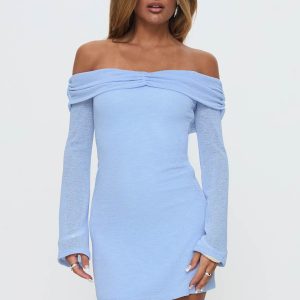 Stellaire Long Sleeve Mini Dress Blue