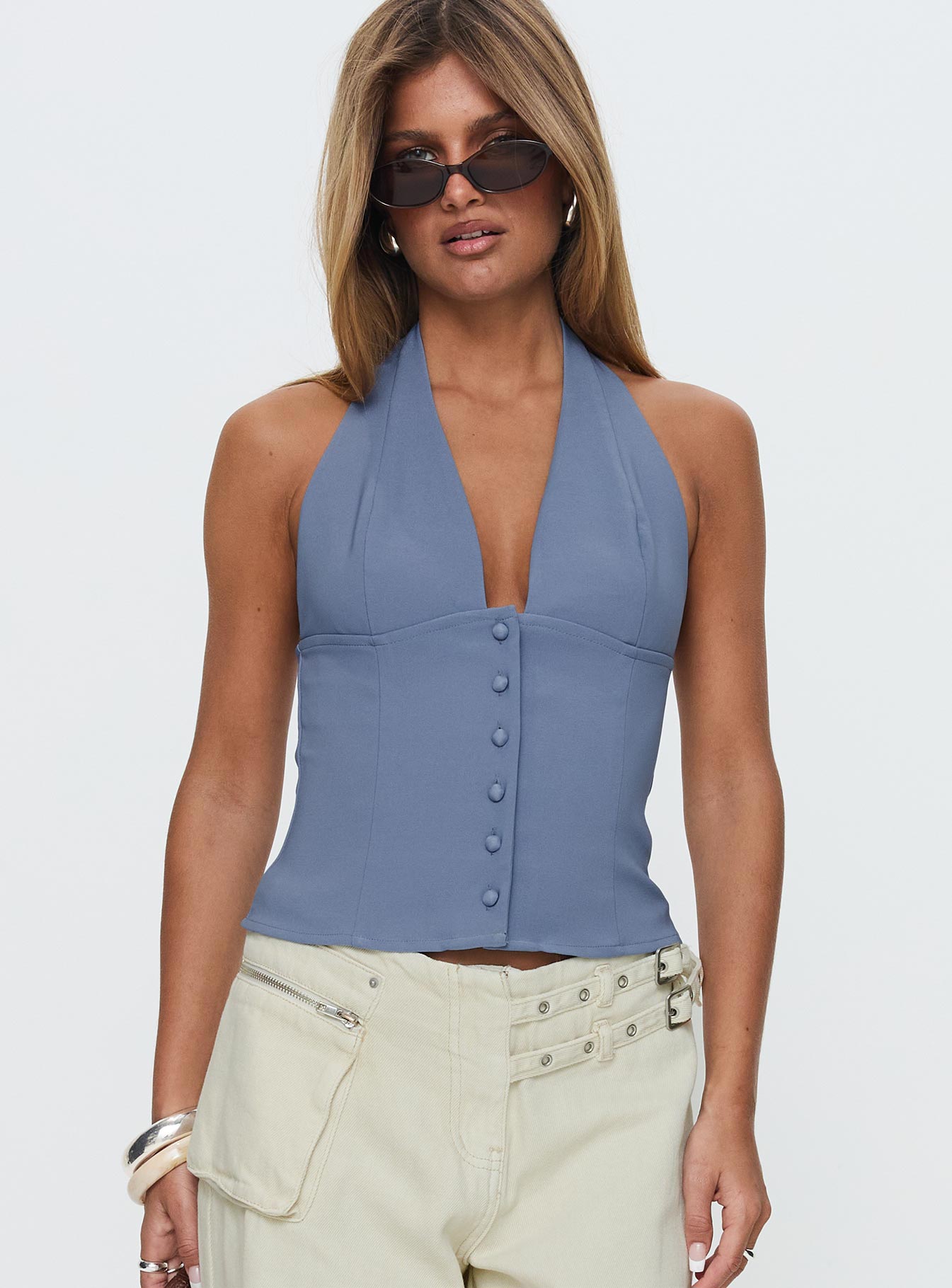 Serefina Halter Top Blue Slate - Image 2