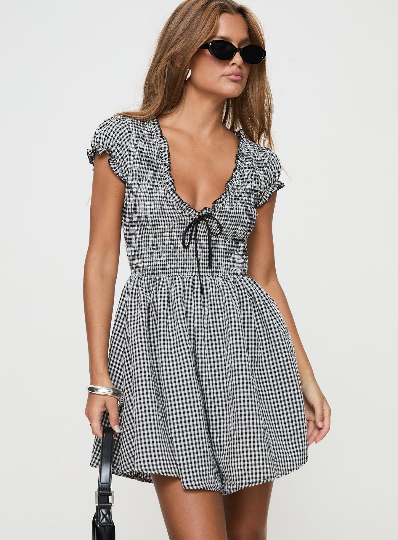 Wescott Gingham Playsuit Black / White - Image 2