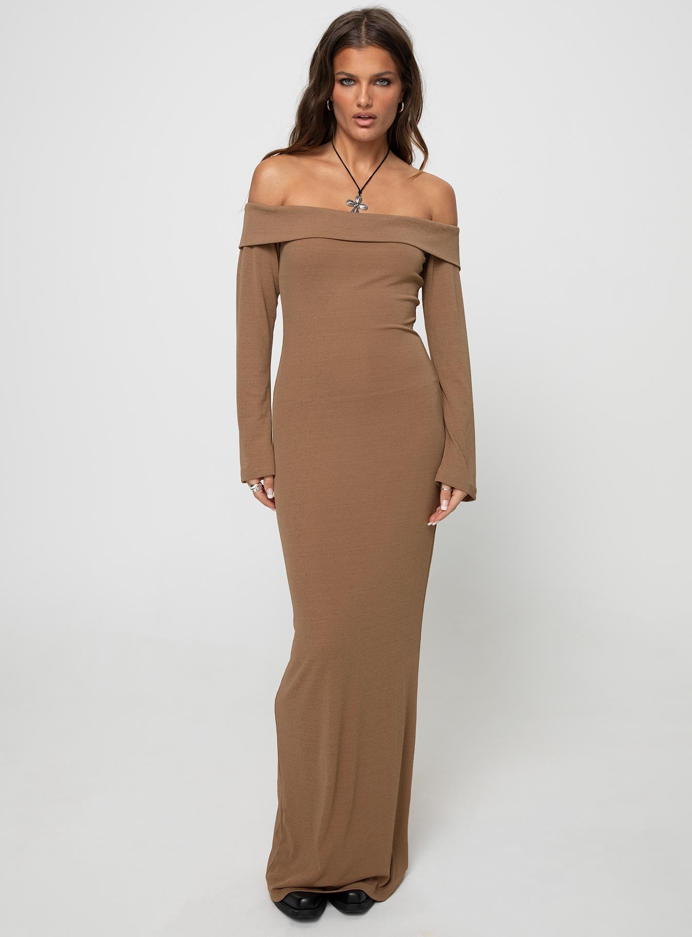 Maida Maxi Dress Light Brown - Image 2