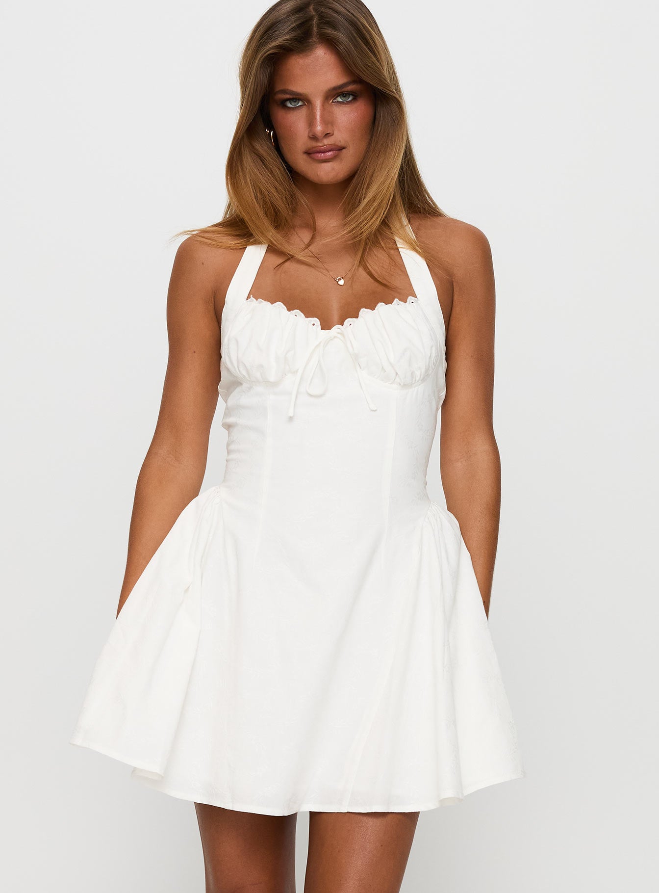 Sweet Words Halter Mini Dress White - Image 2