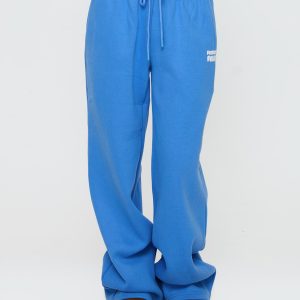 Princess Polly Wide Leg Track Pant Bubble Text Blue