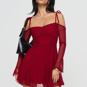 Courtland Off The Shoulder Mini Dress Red