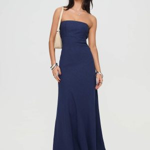 Yahir Strapless Maxi Dress Navy