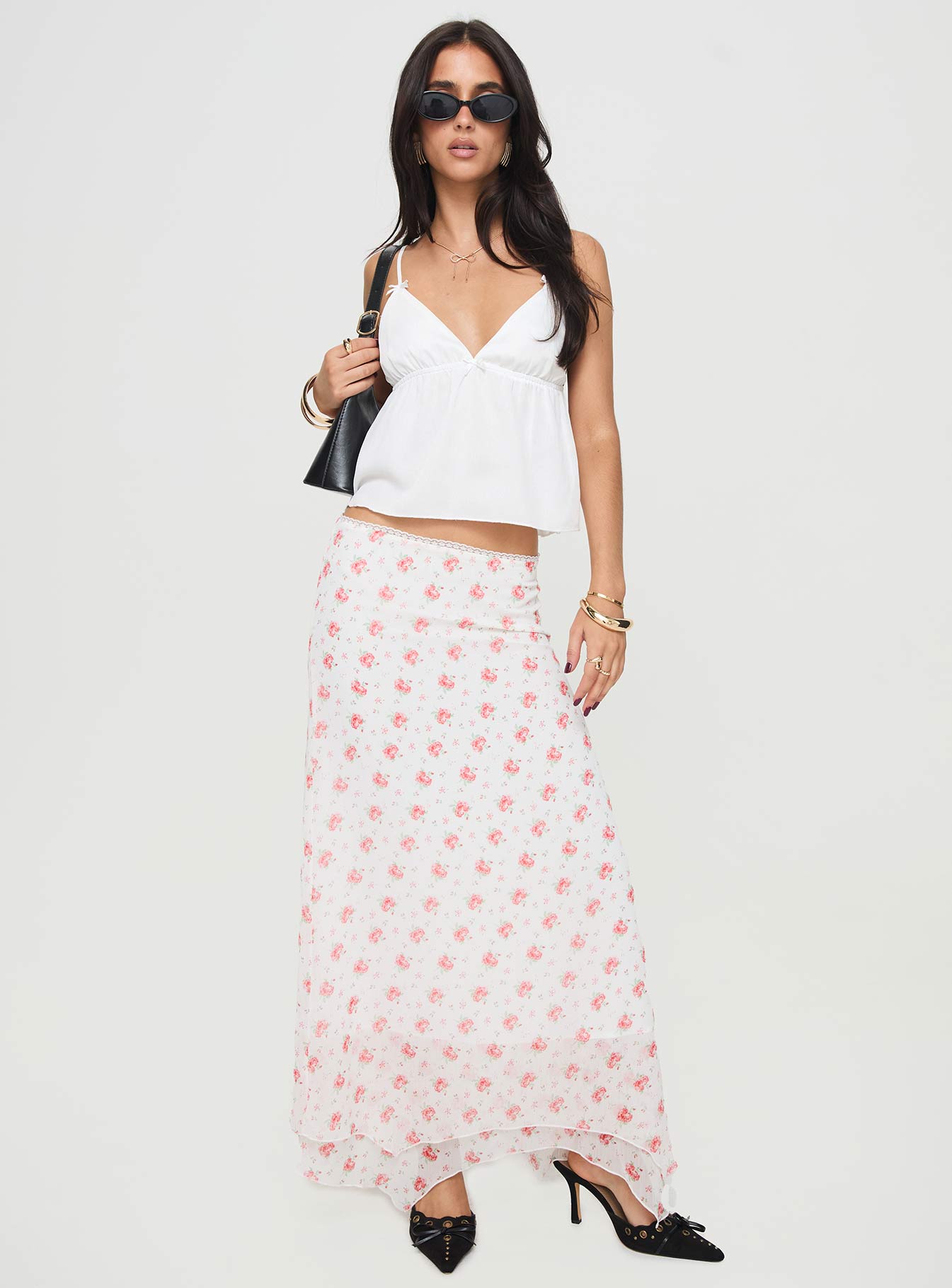 Dancing In A Field Maxi Skirt Pink Floral - Image 2