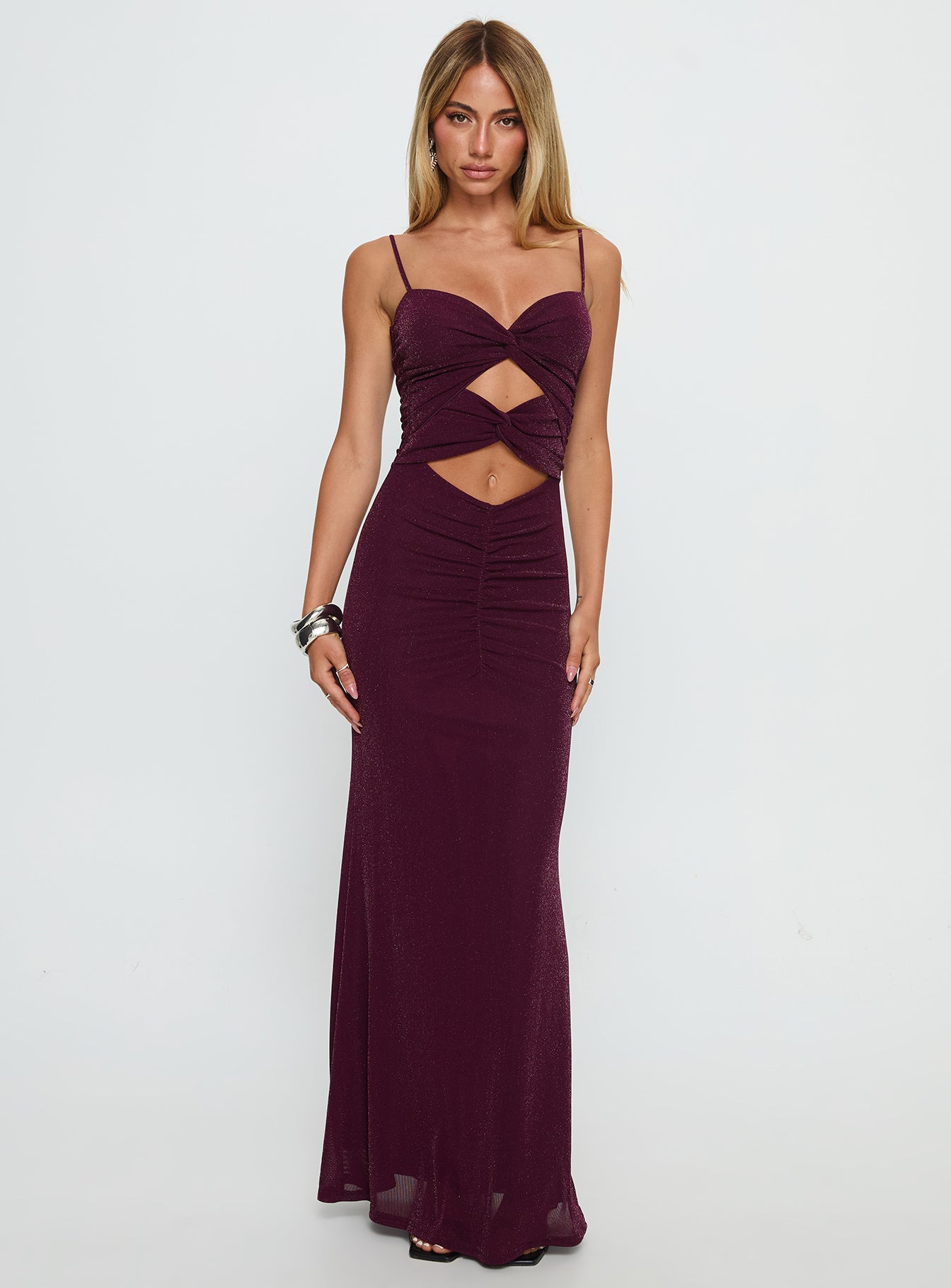 Amilya Cut Out Maxi Dress Plum - Image 2