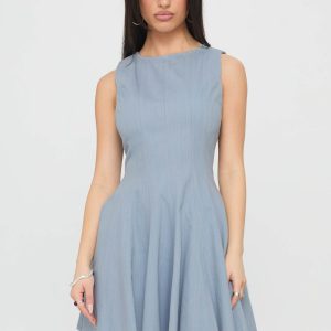 Composure Pleat Mini Dress Blue