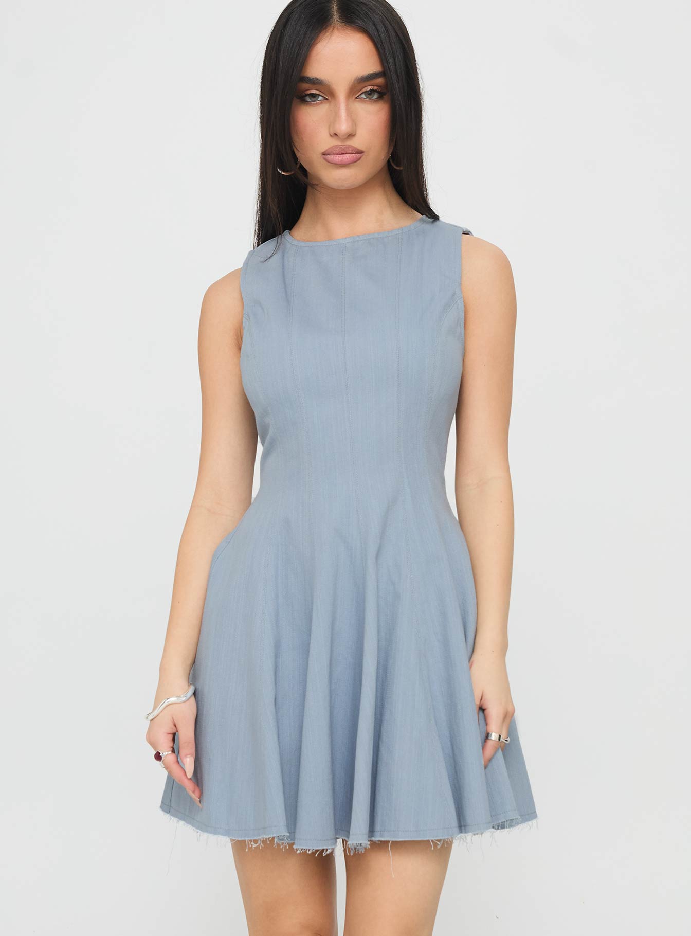 Composure Pleat Mini Dress Blue