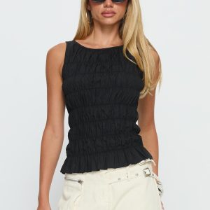 Marleene Shirred Top Black