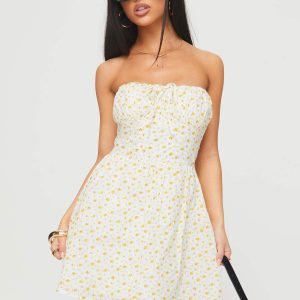 Calidora Strapless Mini Dress Orange Floral