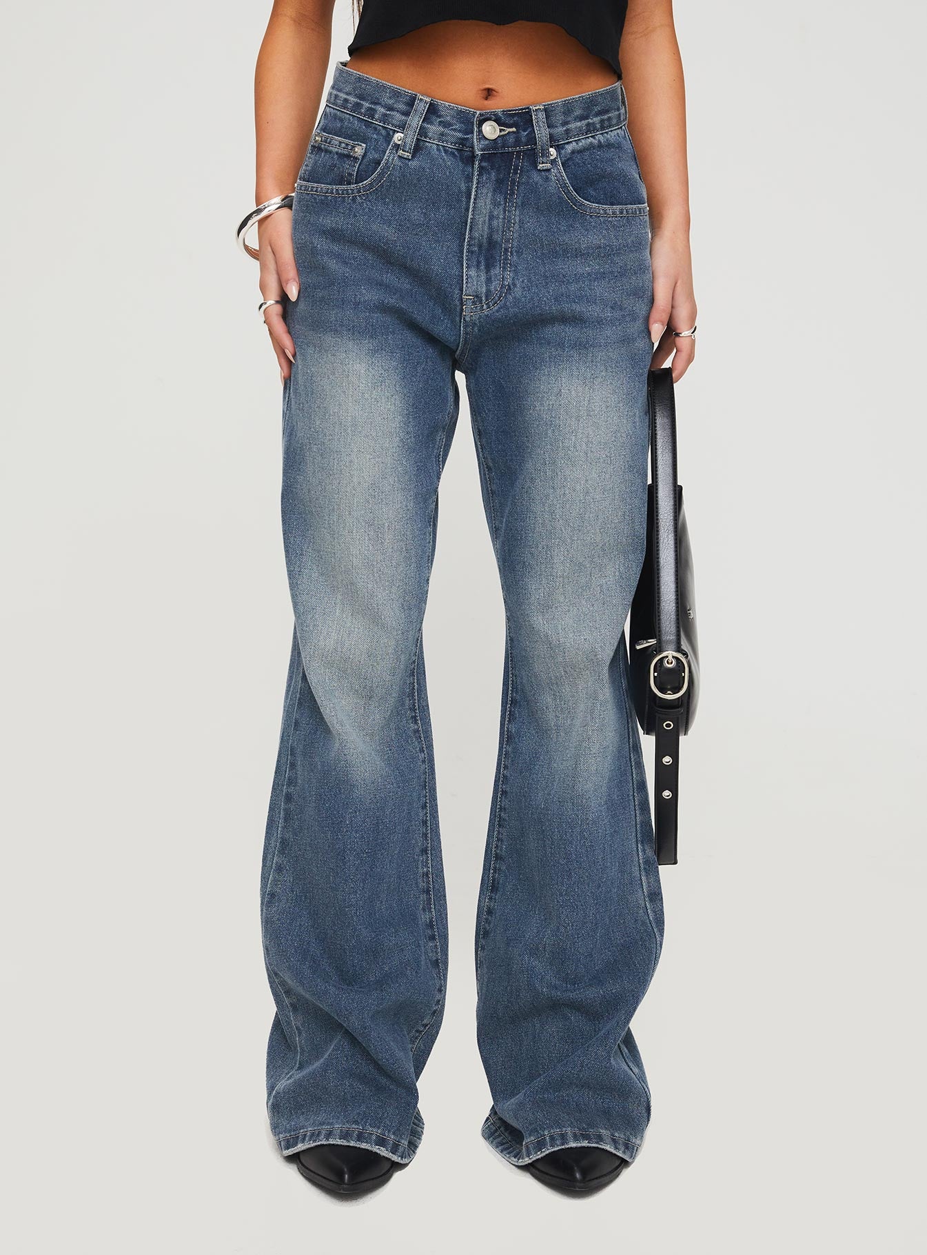 Hanlen Mid Rise Wide Leg Jean Blue - Image 2