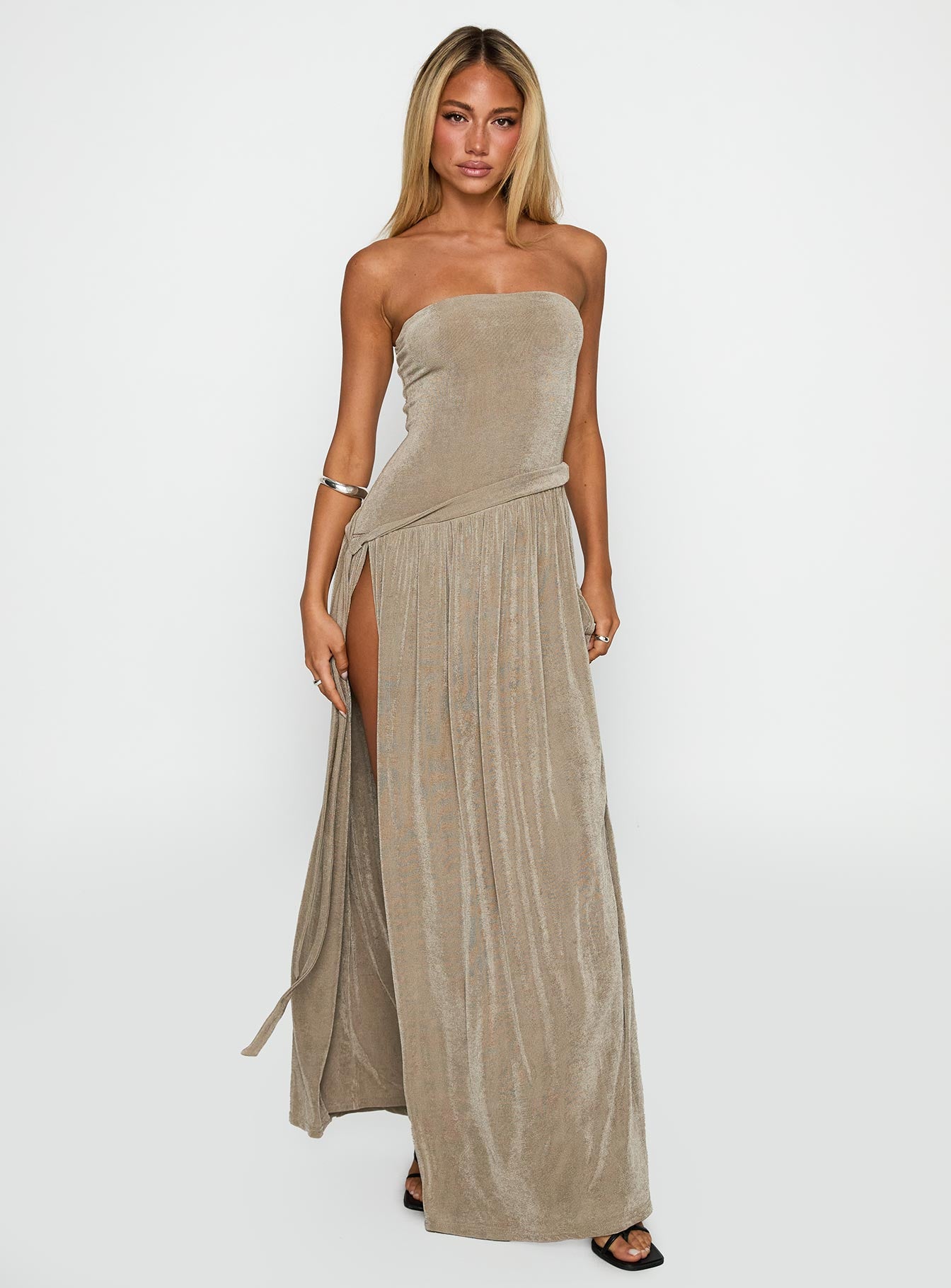 Inka Strapless Maxi Dress Taupe - Image 2