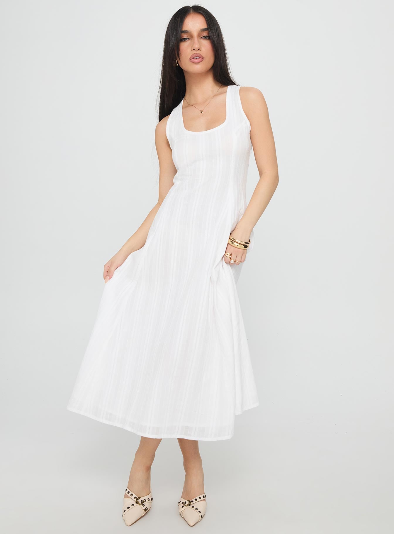 Forever Loved Panelled Midi Dress White - Image 2