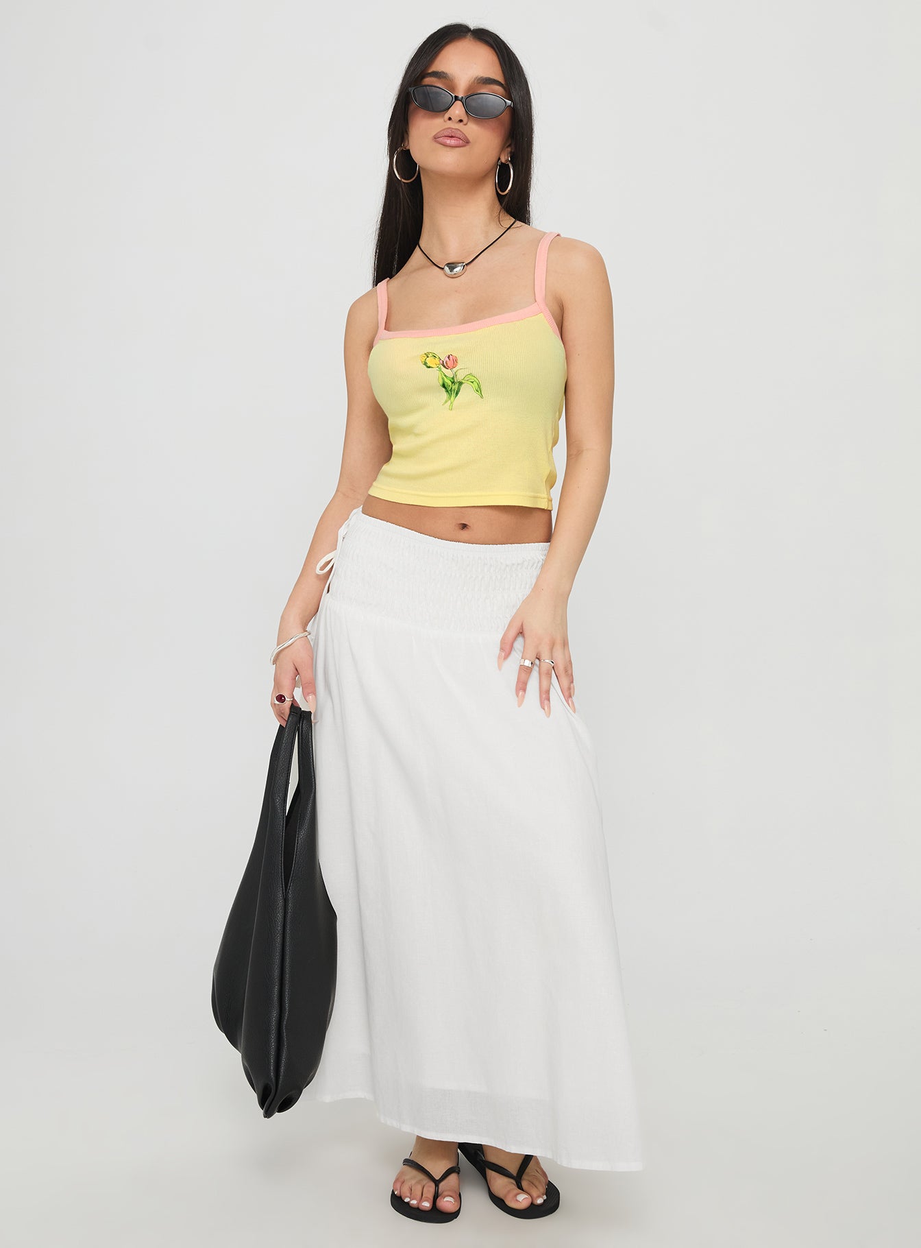 Vence Ruched Maxi Skirt White - Image 2
