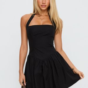 Starwoman Halter Mini Dress Black