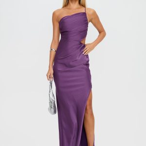Leading Role One Shoulder Maxi Dress Purple