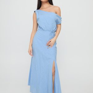 Frangelica Off The Shoulder Maxi Dress Light Blue