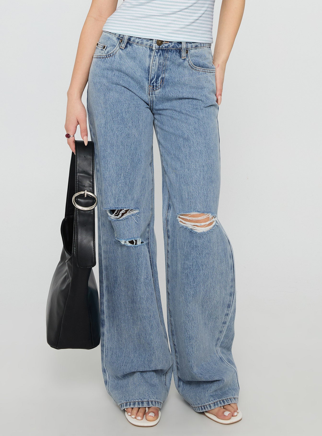 Kadison Low Rise Straight Leg Jeans Mid Wash Blue - Image 2
